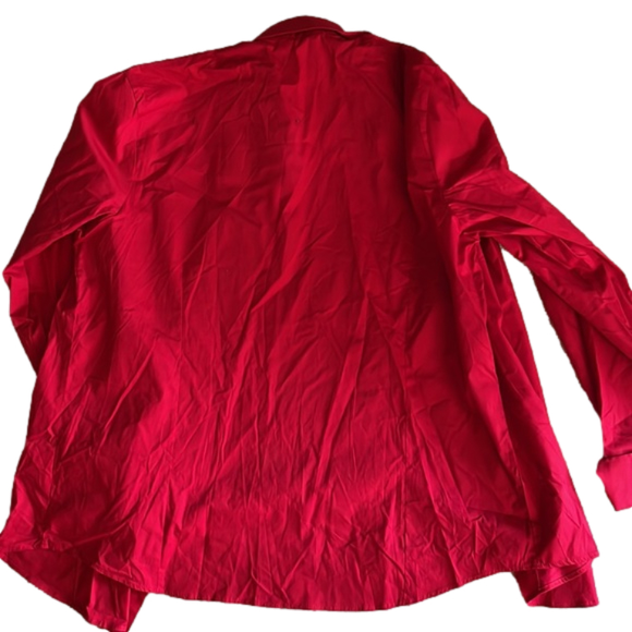 red cotton long sleeve button down shirt French cuffs women’s XXL New - Picture 5 of 9